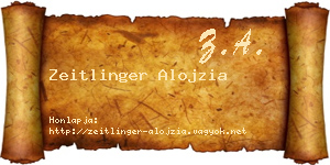 Zeitlinger Alojzia névjegykártya